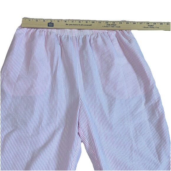 Vintage Bon Worth Womens 2pc Capri Set Pink White Strip Embroidery Flowers LP - Picture 12 of 16